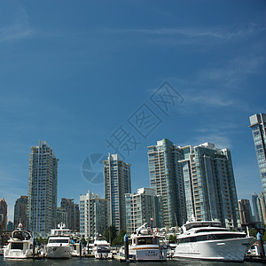 不列颠哥伦比亚省温哥华市世界蓝色风景旅游晴天旅行景观天空摩天大楼水路图片