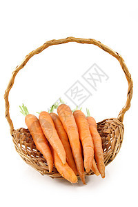 新鲜胡萝卜营养橙子食物海湾柳条饮食收成蔬菜花园篮子图片