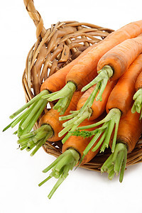 新鲜胡萝卜柳条饮食海湾篮子蔬菜橙子食物花园收成营养图片