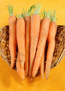 新鲜胡萝卜收成花园食物营养篮子蔬菜柳条饮食橙子海湾图片