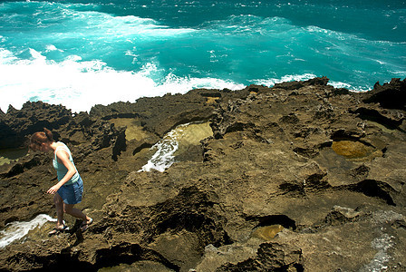 和波多黎各的旅游里科海湾旅行海岸线天空游客海洋蓝色制作人图片