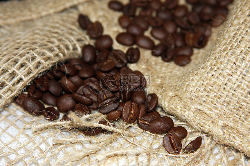 配咖啡豆的布拉普麻袋图片