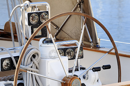 右转器航行航海绳索游艇运动驾驶车轮帆船赛仪器帆船高清图片