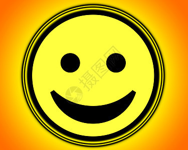 快乐的面容曲线弯曲概念喜悦幸福眼睛黄色圆圈乐趣二维图片