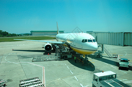 飞机齿轮速度飞机场引擎蓝色黄色航班航空商业运输图片