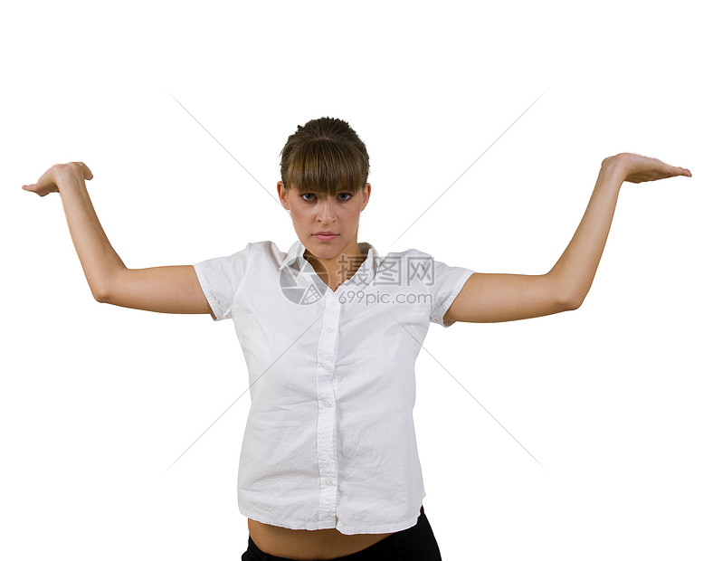 女士用手举起手来做瑜伽图片