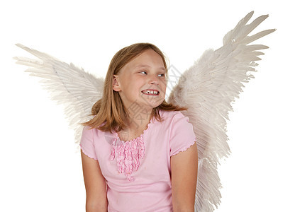 有天使仙女翅膀的年轻女孩图片