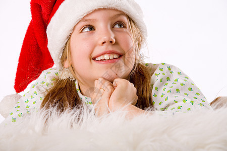 圣诞愿望庆典女孩假日棕色孩子乐趣头发传统童年图片