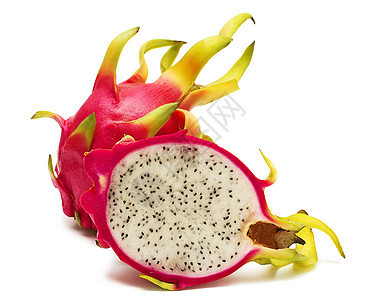 外表的泰国水果 龙果白色种子宏观蜡样异国粉色绿色黑色美食热带图片
