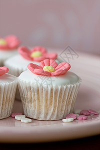 小型鲜花蛋糕装饰烘焙家庭盘子粉色小雨育肥花朵饮食食物图片