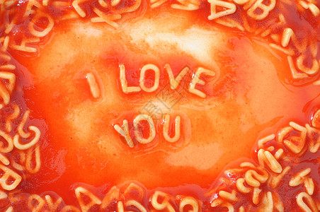 我爱你周年惊喜面条食物红色饥饿纪念日字母图片