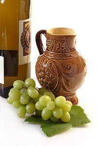 白酒酒瓶葡萄酒葡萄叶酒瓶白酒派对酒精藤蔓水壶叶子庆典背景