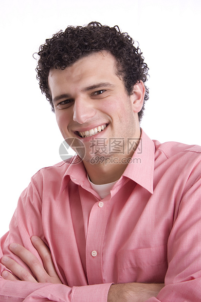 男人在白色背景上被孤立生活头发喜悦青年工作室幸福乐趣男性微笑身体图片