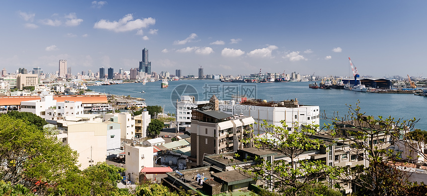 全景城市风景建筑戏剧性建筑学摩天大楼旅行码头港口海洋天空办公室图片