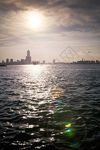 海港视图场景城市建筑风景港口戏剧性太阳海浪景观海洋图片