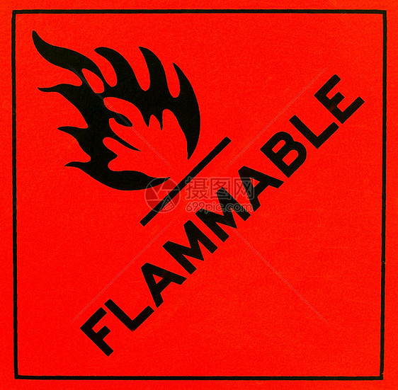 易燃警告信号标签红色黑色火焰液体安全风险冒险气体生物图片