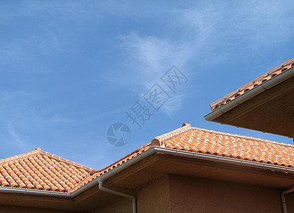 橙黄色粘土屋顶背景图片