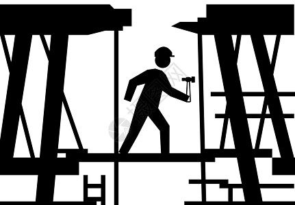 建筑工地工人建筑学成人安全男人白色工具蓝领建造业脚手架跳板图片