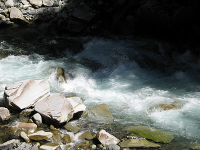 绿河水绿色蓝色溪流石头运动河道岩石休息小路激流图片