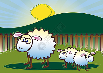 羊手绘牧羊家庭背景