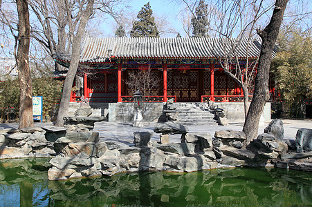 北京的宫子公公王朝房子皇帝城市历史住宅池塘狮子游客公园图片