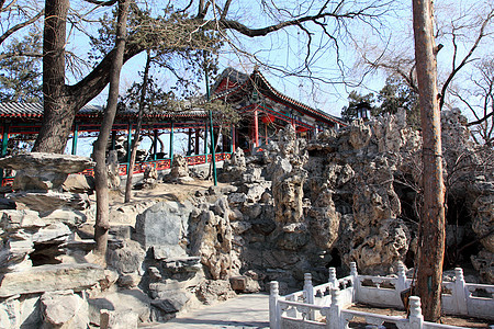 北京的宫子公公房子池塘城市花园历史王朝游客住宅皇帝公园图片
