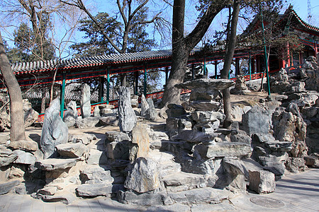 北京的宫子公公狮子房子住宅公园花园王朝游客皇帝池塘文化图片