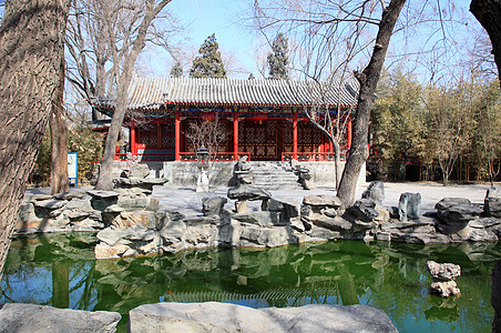 北京的宫子公公房子狮子城市文化历史池塘住宅游客皇帝花园图片