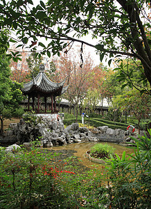 中华花园岩石房子池塘传统天空建筑花园旅行植物公园图片