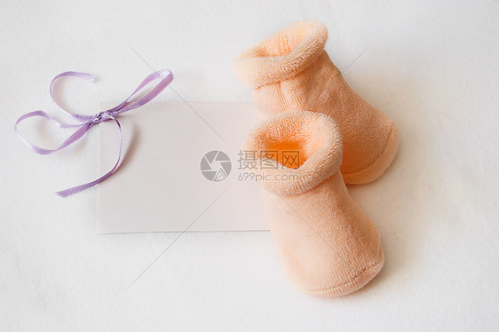 婴儿女孩公告丝带羊毛赃物空白粉色邀请函派对水平问候语卡片图片