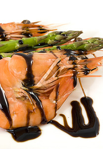 虾和虾盘子橙子寿司烹饪贝类营养美食甲壳海鲜饮食图片