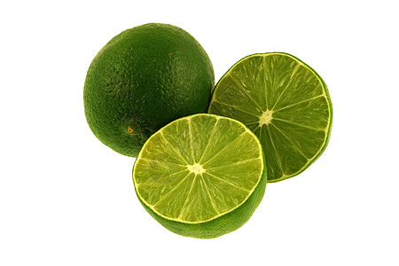 孤立石灰和切片果汁绿色柠檬水果背景图片