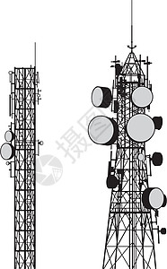 通讯塔剪贴黑色插图卫星图片