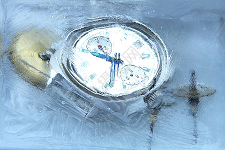 冻结时间元素商业纹理概念性冰块表盘时钟设计齿轮机制图片