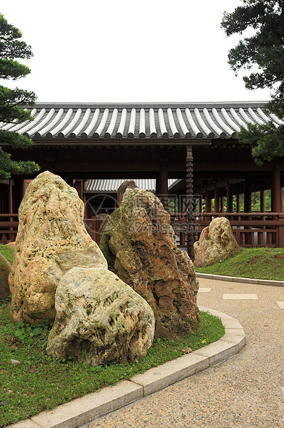 中国花园建筑园艺小路生长环境房子池塘艺术竹子植物图片