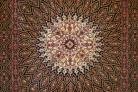 波斯地毯织物材料挂毯手工业装饰品地面编织手工地毯工艺图片