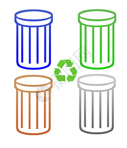 回收垃圾桶或垃圾桶的一套回收利用图片