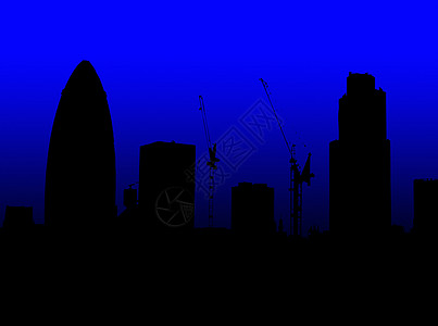 城市剪影伦敦Silhouette天线黑色景观建造黄瓜起重机建筑物天空工业城市坡度背景