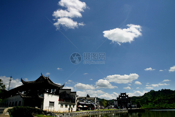 中国 黄山 日相县 西迪 旅游 景点住宅村庄传统马头墙蓝天建筑学白云防火墙图片