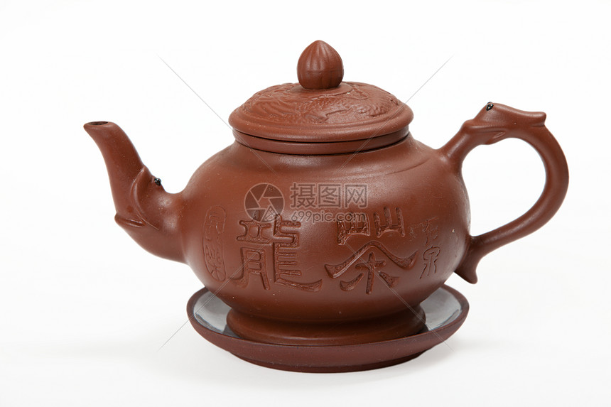 白色背景的茶壶 孤立图像图片