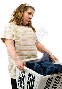 洗衣店孩子工作劳动白色女性女孩美丽帮手工人洗衣店背景图片