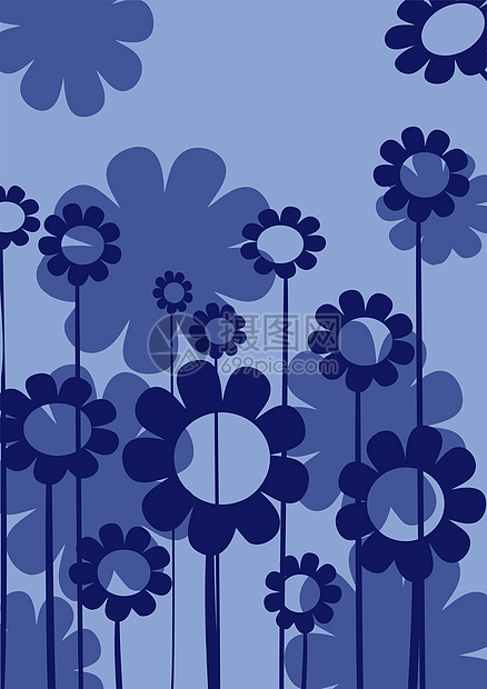 蓝花层构成海报插图蓝色卡片风格包装装饰光盘图片