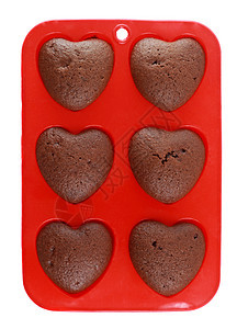 巧克力蛋糕营养巧克力甜点食物平底锅红色托盘背景图片