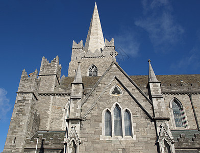都柏林基督教会蓝色教会建筑宗教天空建筑学背景图片