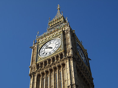 Big Ben 伦敦建筑建筑学地标手表钟声议会蓝色天空图片