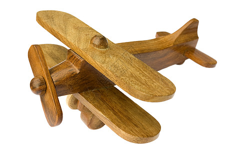 木制玩具飞机航班木头翅膀航空白色运输旅行车轮玩具双翼图片