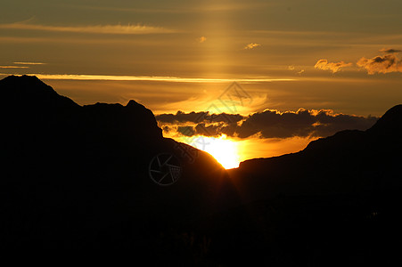 午夜太阳在山后面背景图片