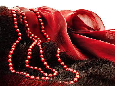 时时红色项链礼物串珠首饰珠宝宝藏毛皮配饰纪念品宝石花冠图片