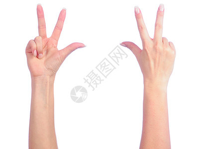女性举手计数拼贴画剪辑倒数数字手势数数指针白色棕榈一部分图片