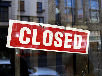闭合标志信号玻璃商业街道店面店铺反思建筑物陈列室图片